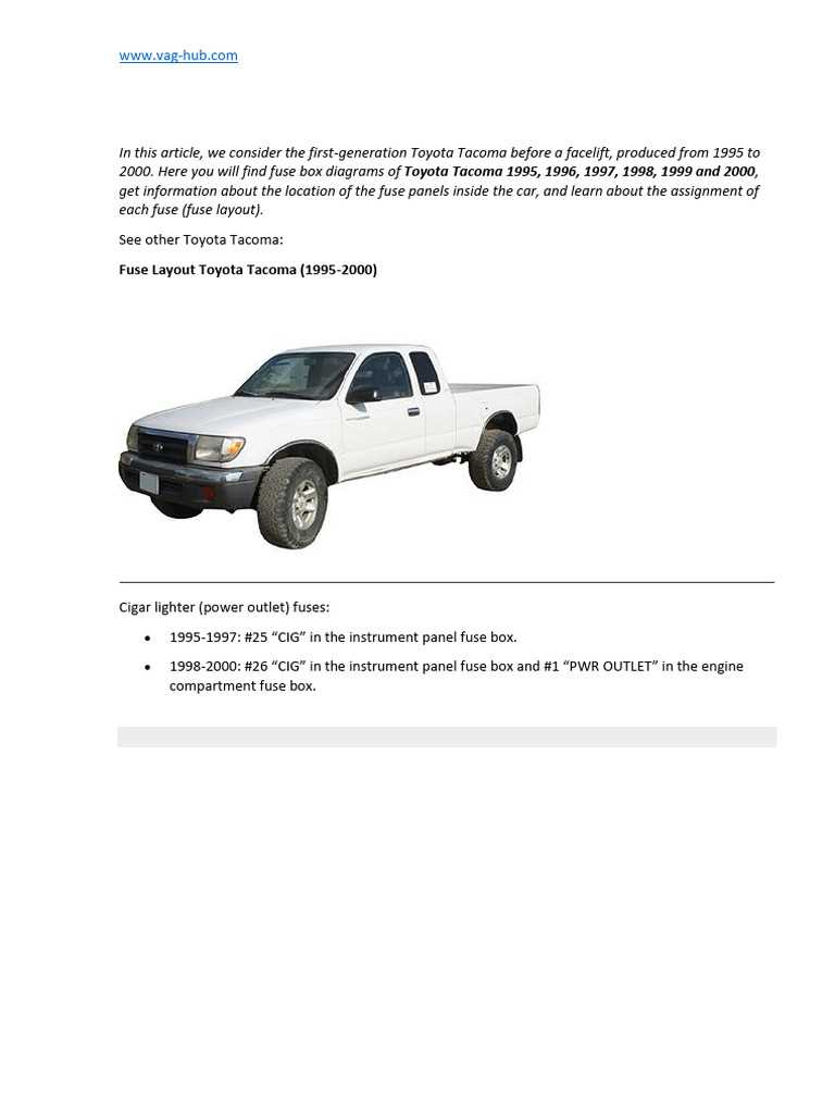 01 tacoma prerunner interoir fuse diagram