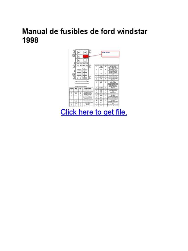 01 windstar fuse box diagram