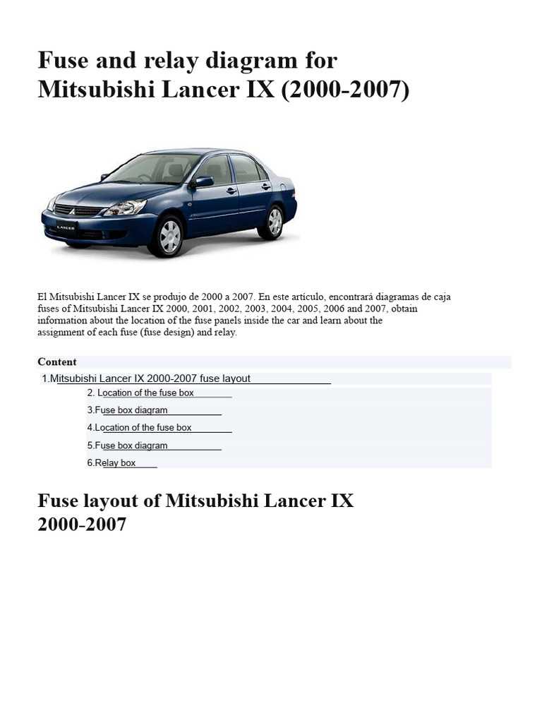 02 mitsubishi lancer fuse box diagram