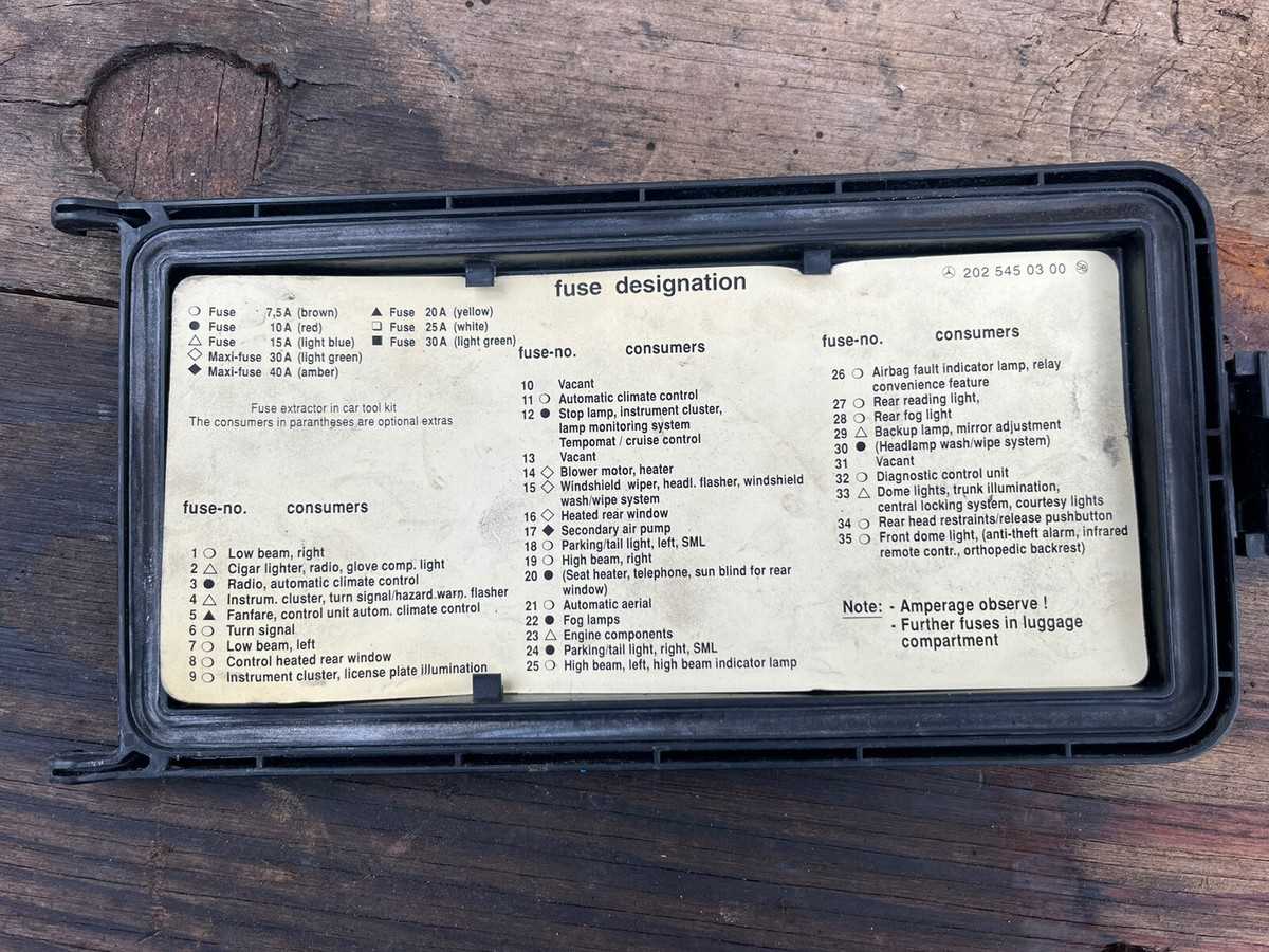 1994 c220 mercedes fuse diagram