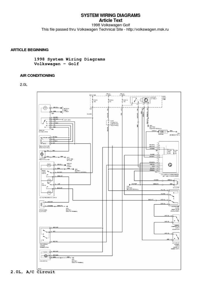 1998 vw golf fuse box diagram