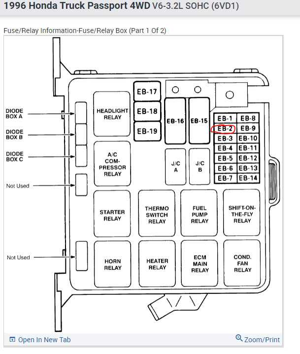 1999 honda passport fuse box diagram