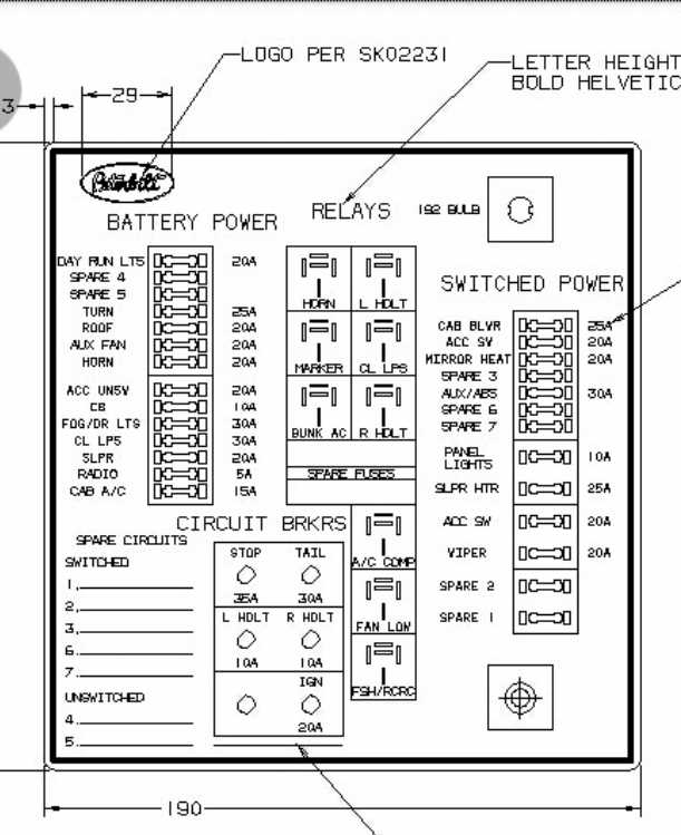 2001 peterbilt fuse panel diagram