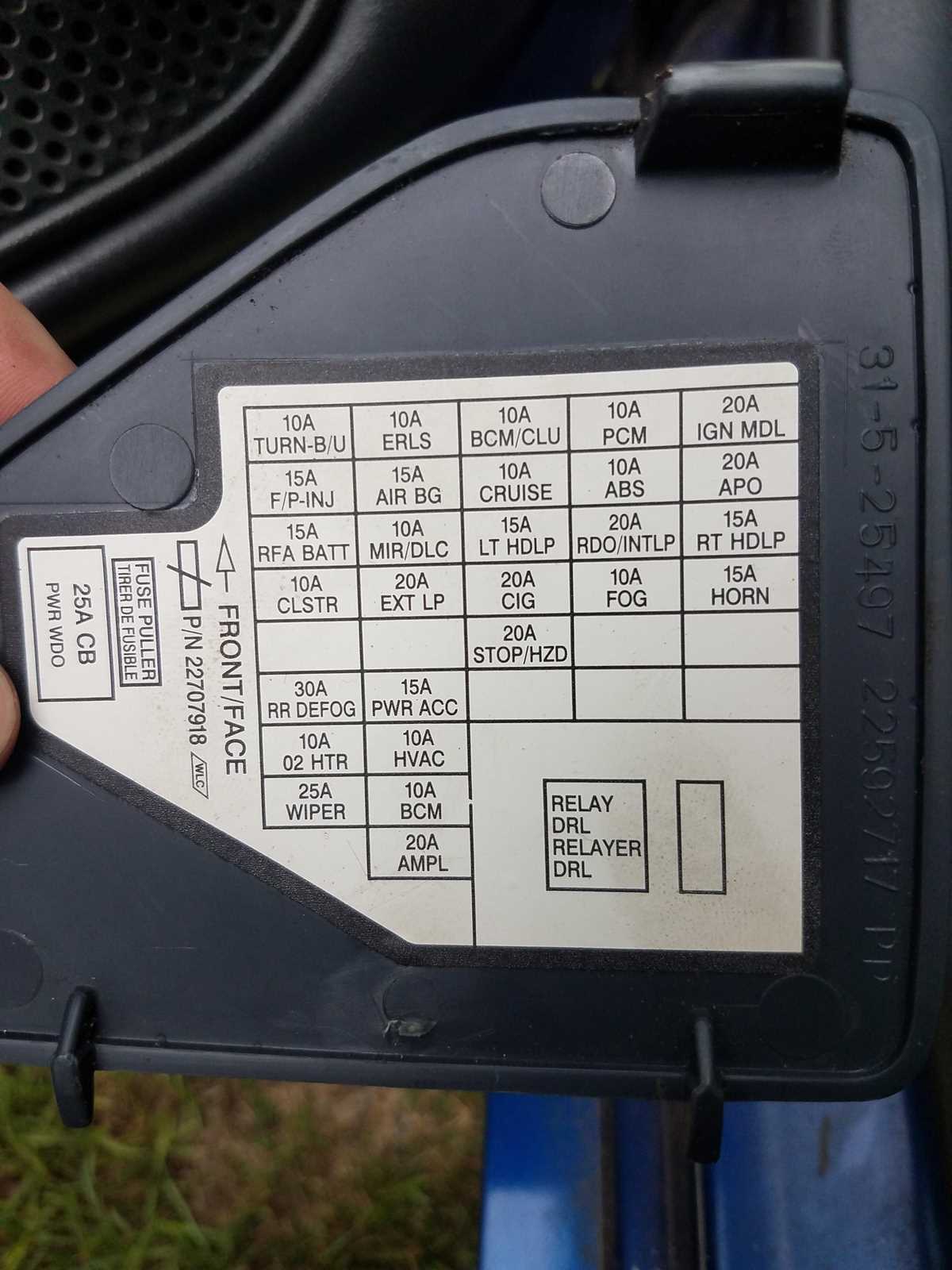 2002 pontiac sunfire fuse box diagram