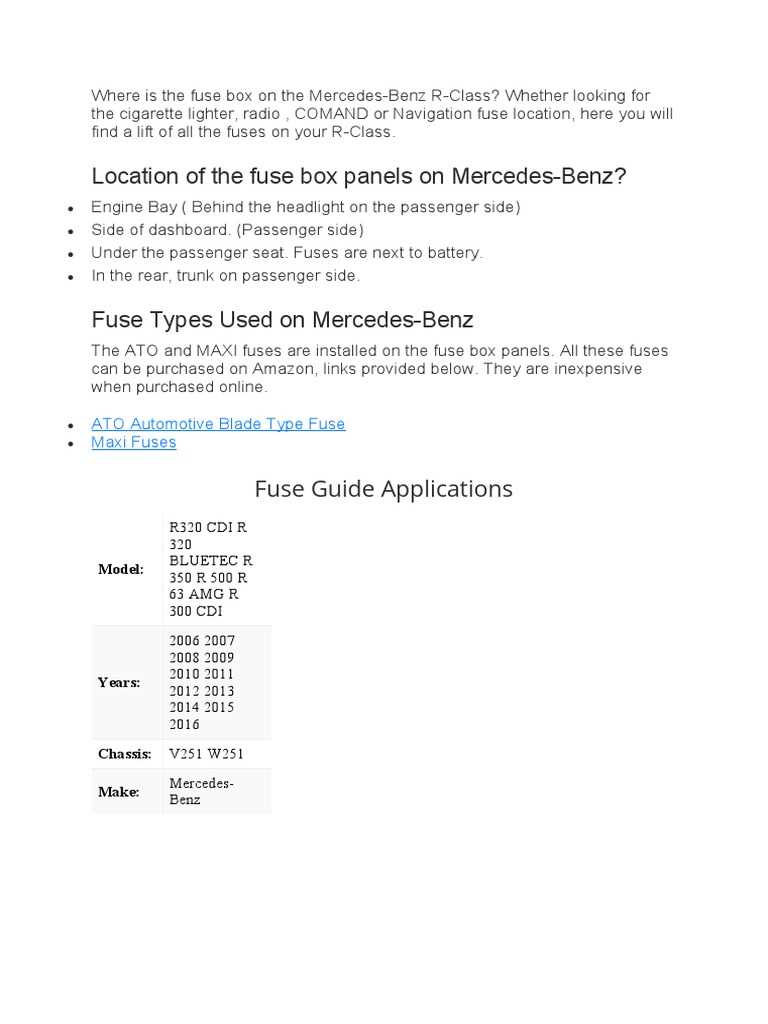 2006 mercedes r500 fuse diagram