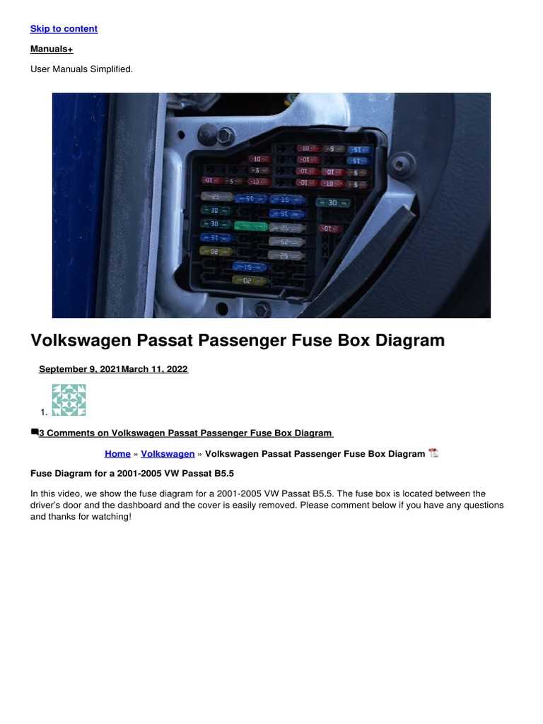 2007 vw passat wagon fuse box diagram