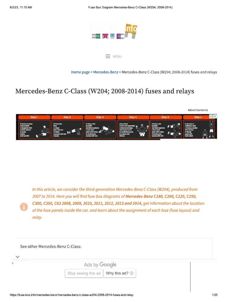 2010 mercedes benz c300 fuse diagram