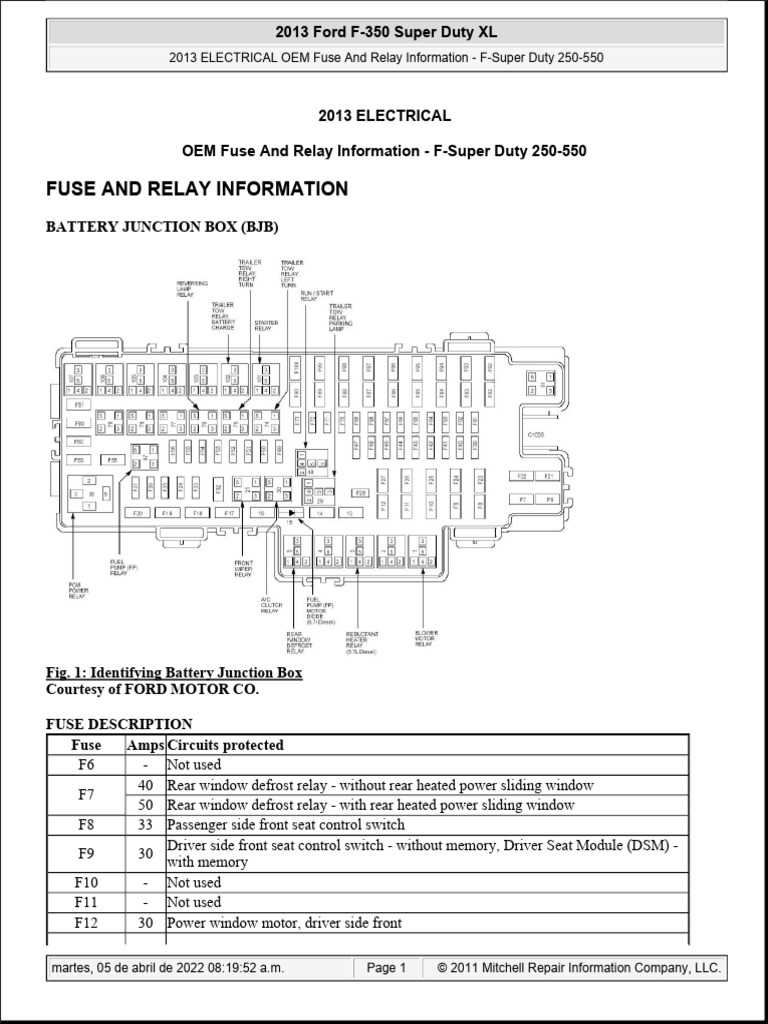 2013 f350 fuse box diagram under hood