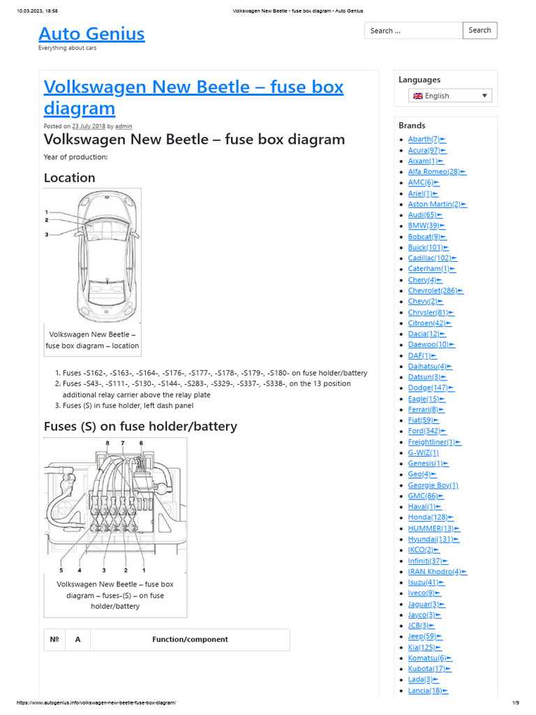 2013 vw fuse diagram