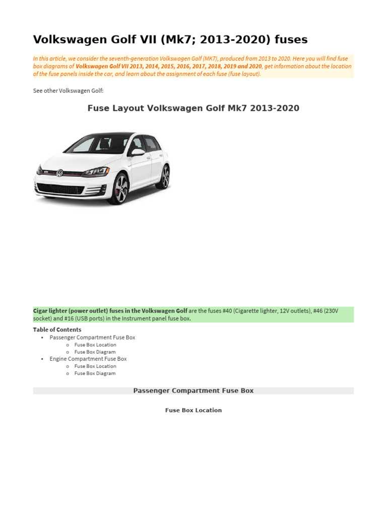 2015 vw gti fuse diagram