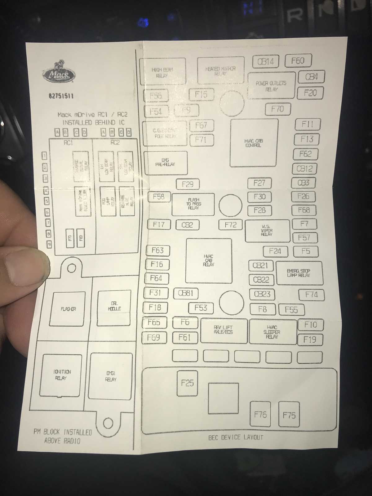 2016 mack pinnacle fuse diagram