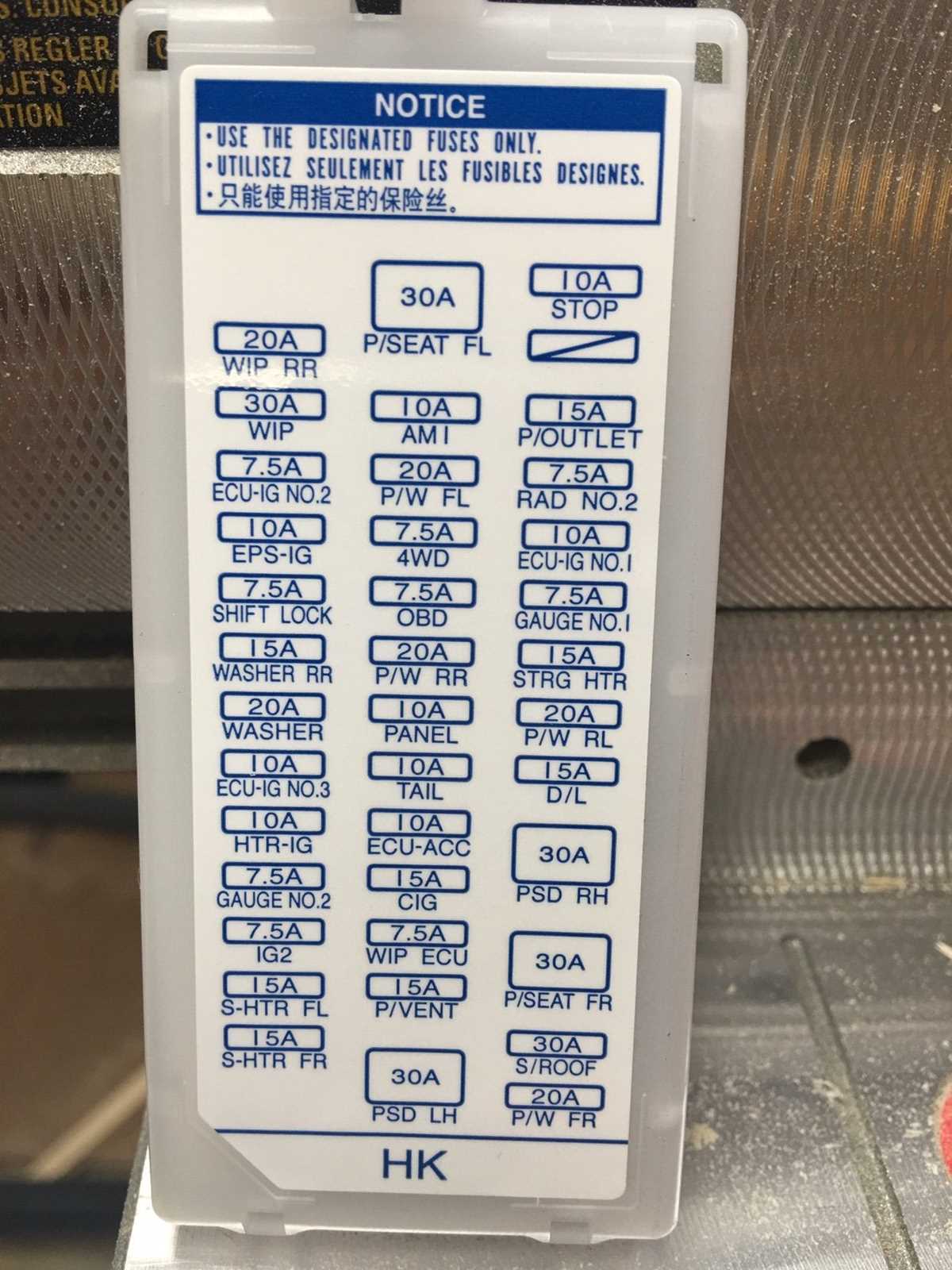 2017 toyota sienna fuse diagram