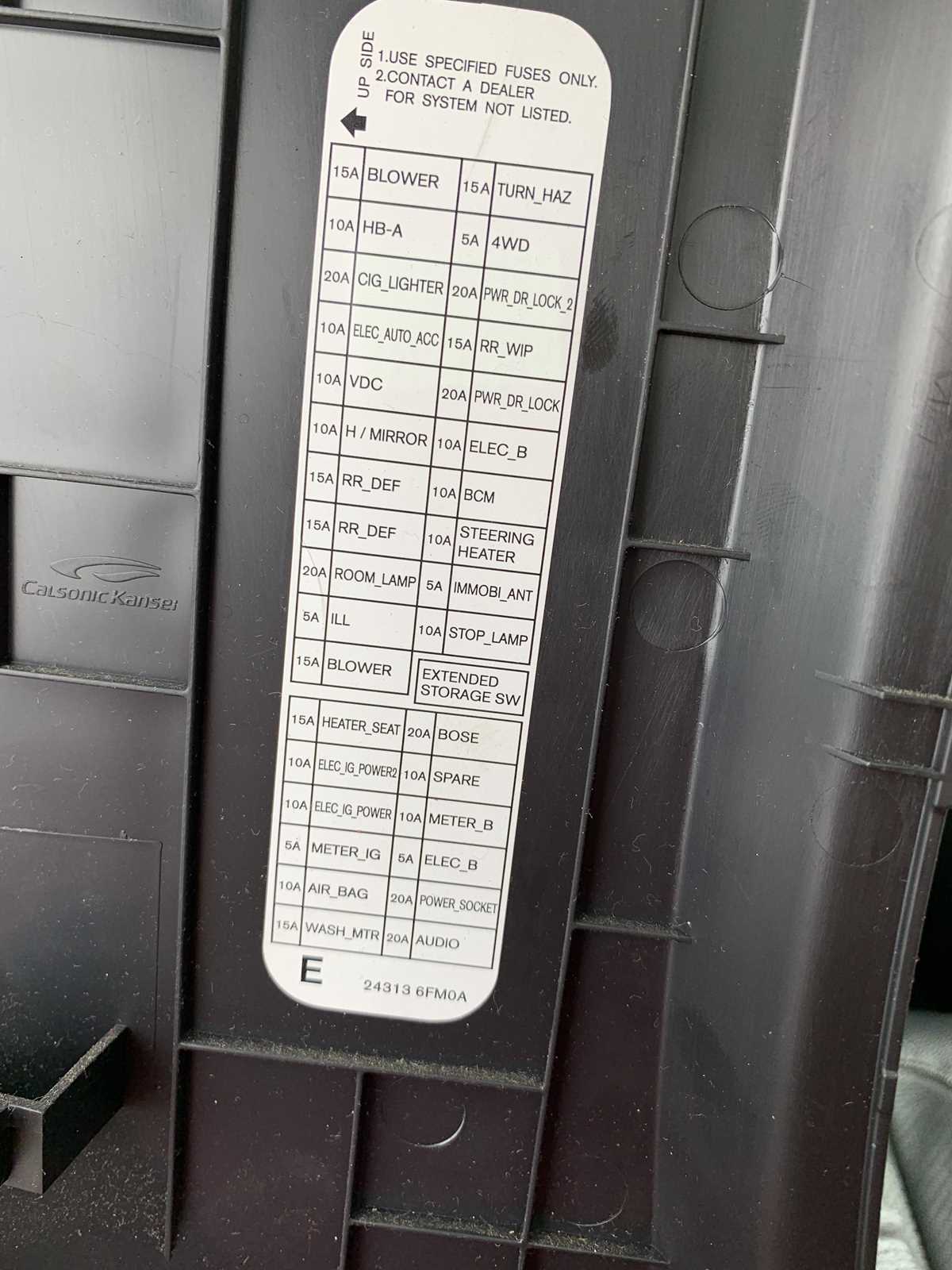 2018 nissan rogue fuse box diagram
