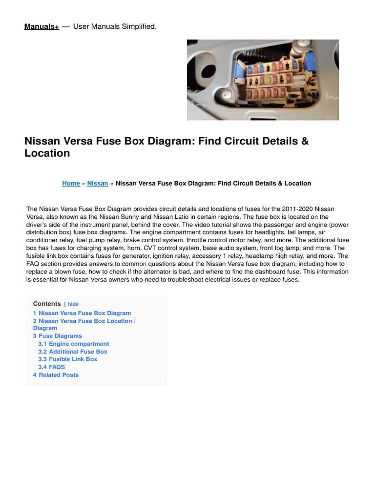 2022 nissan versa fuse box diagram