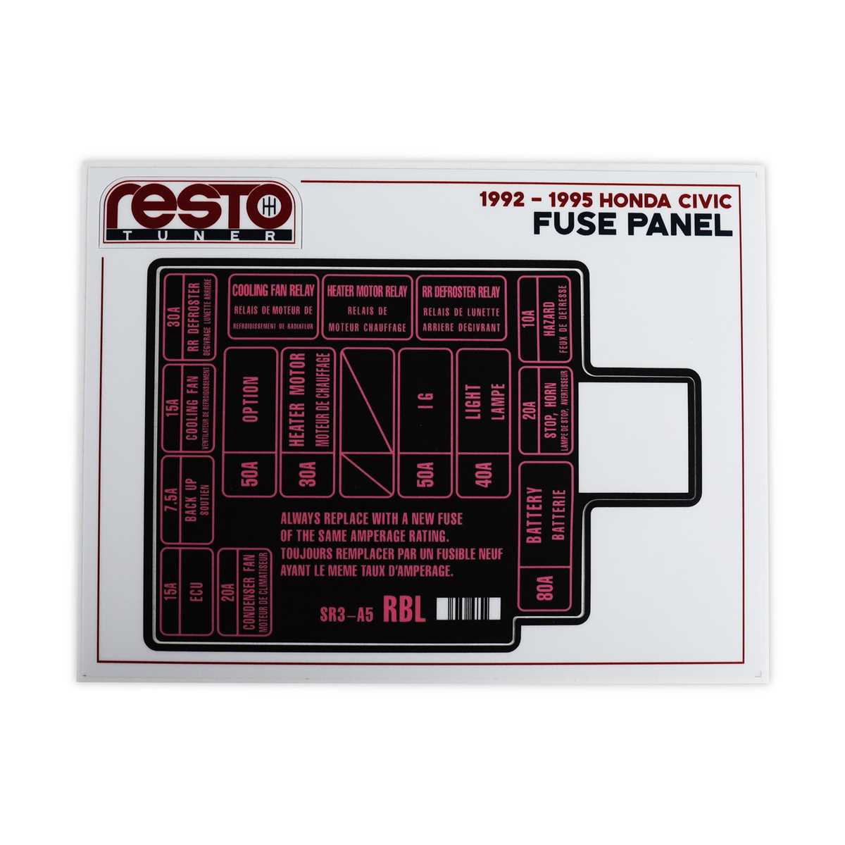 95 honda civic under hood fuse box diagram