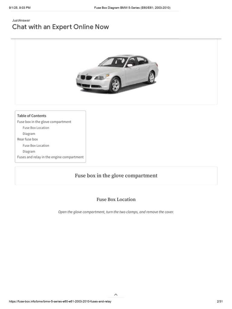 bmw 530d fuse box diagram