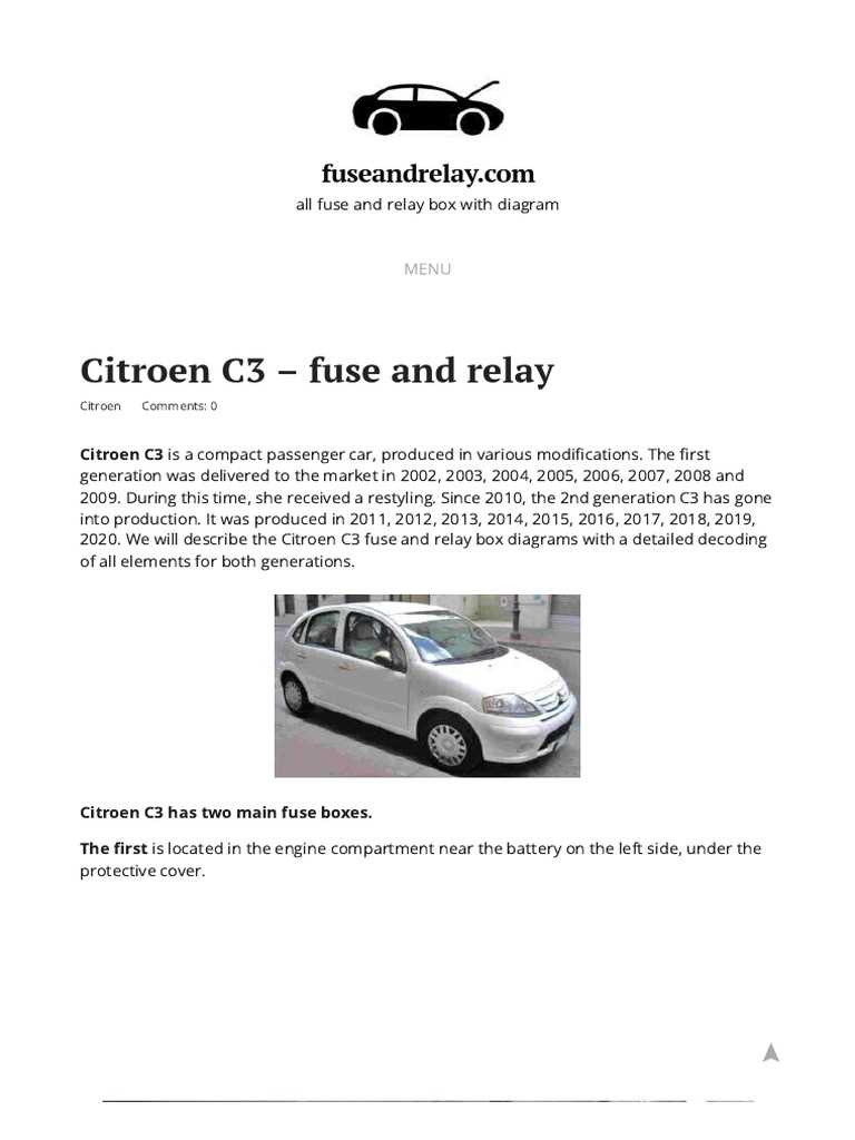 citroen c3 2004 fuse box diagram