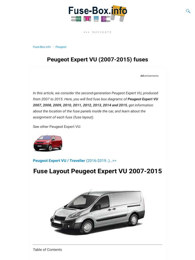 peugeot expert 2005 fuse box diagram