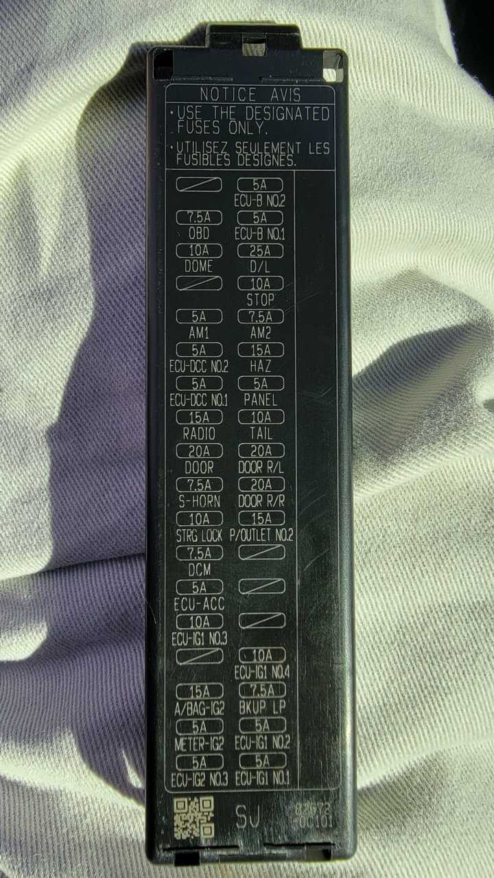 scion frs interior fuse box diagram