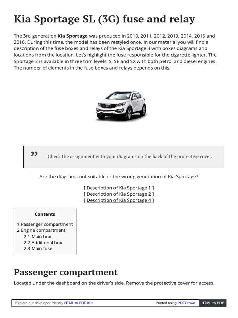 2006 kia sportage fuse diagram