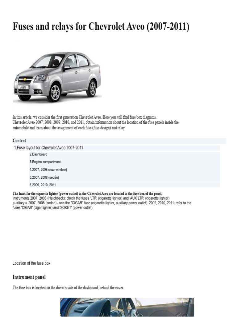 2007 chevy aveo fuse box diagram