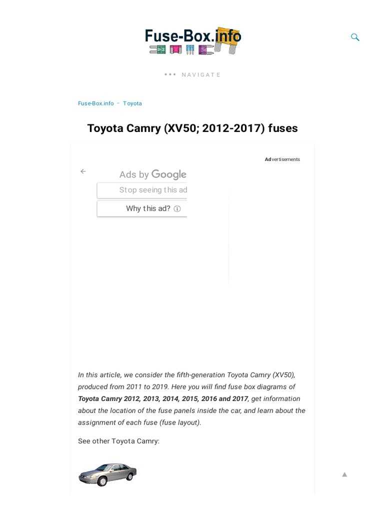 camry 2019 fuse box diagram