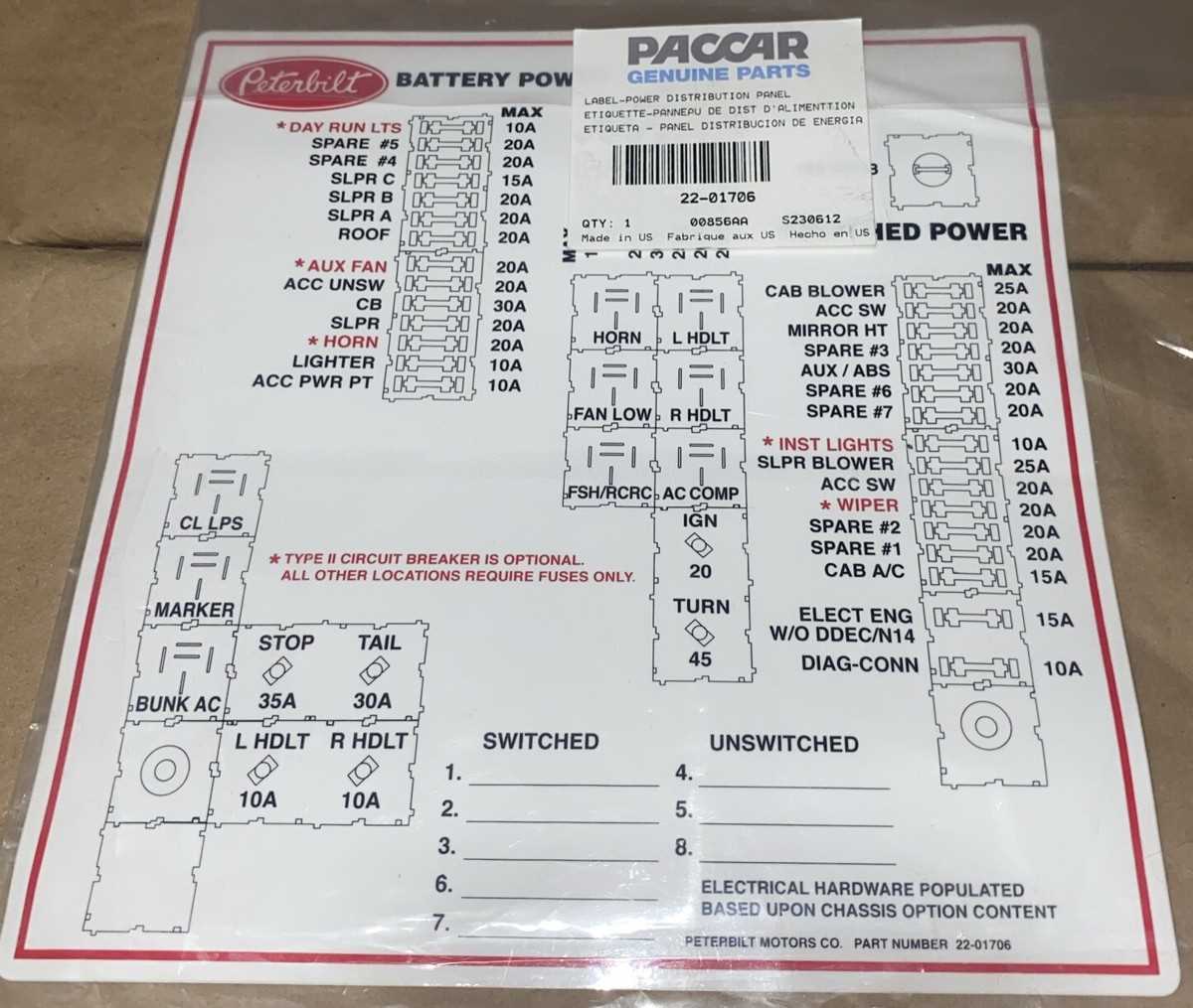 2009 peterbilt 387 fuse box diagram