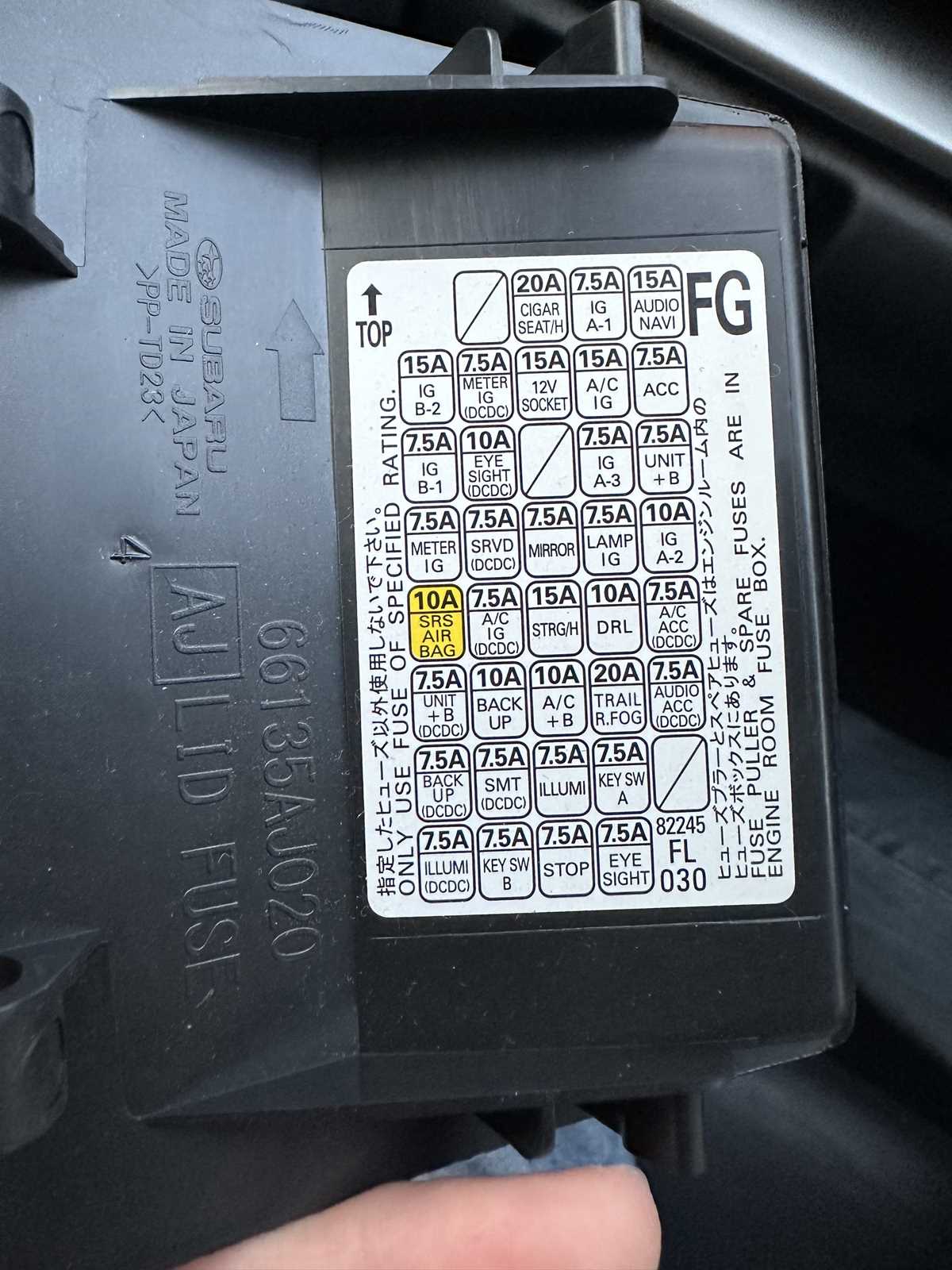 2013 subaru crosstrek fuse box diagram