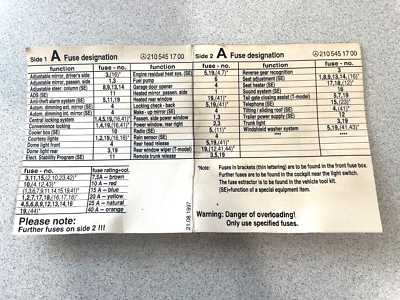 1997 mercedes e320 fuse box diagram