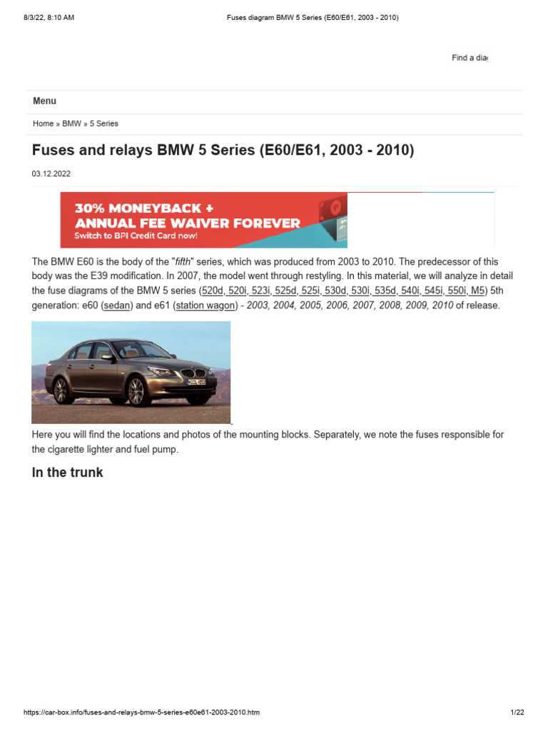 bmw 525i fuse box diagram