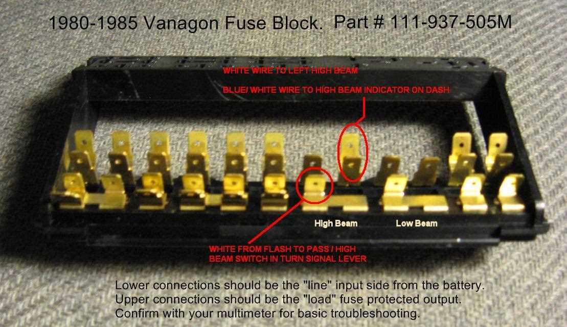 1984 vanagon fuse panel diagram