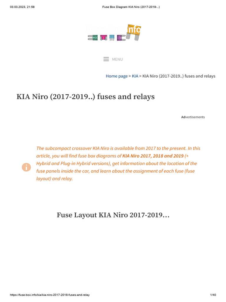 kia niro fuse box diagram