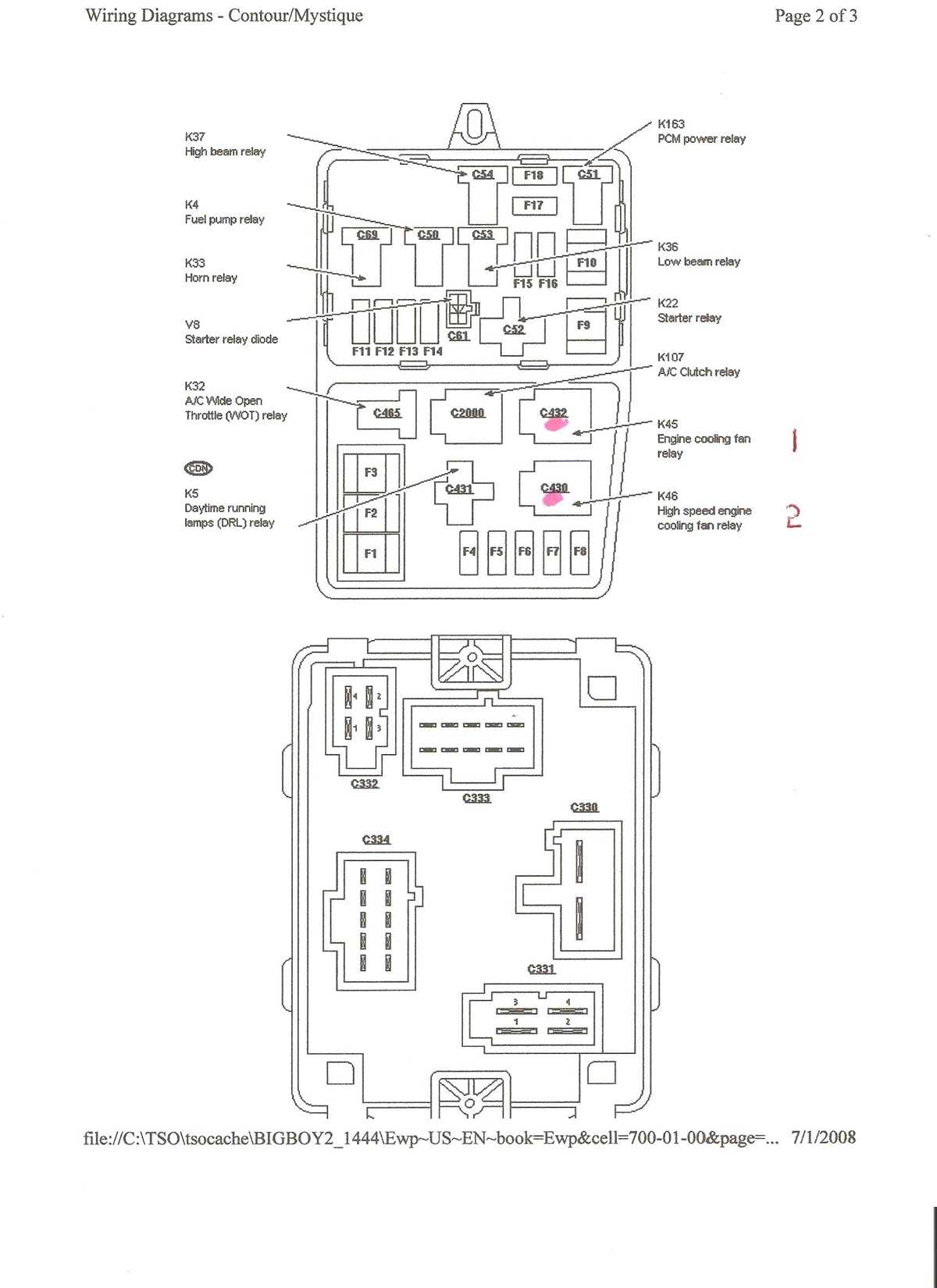 1997 ford contour fuse box diagram