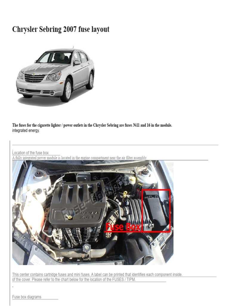 2007 chrysler sebring fuse box diagram