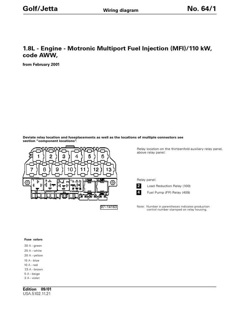 01 vw passat fuse diagram
