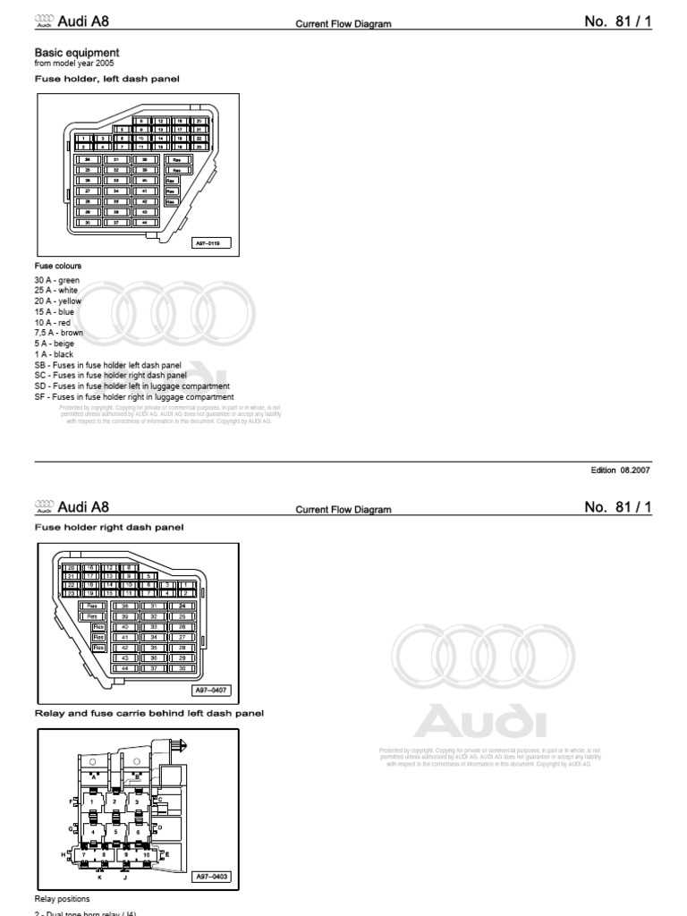 2007 audi a6 fuse box diagram