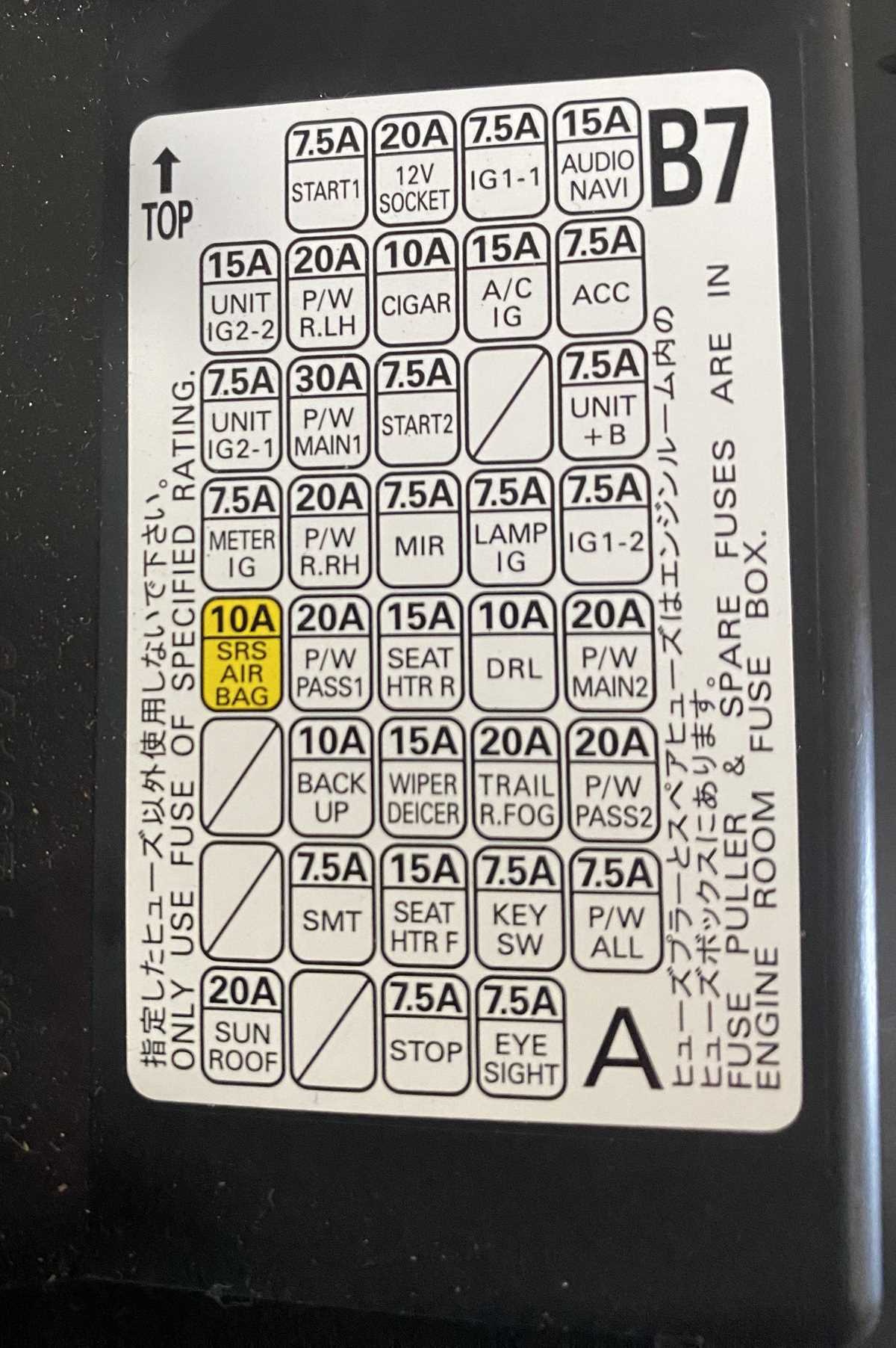2005 subaru outback fuse box diagram