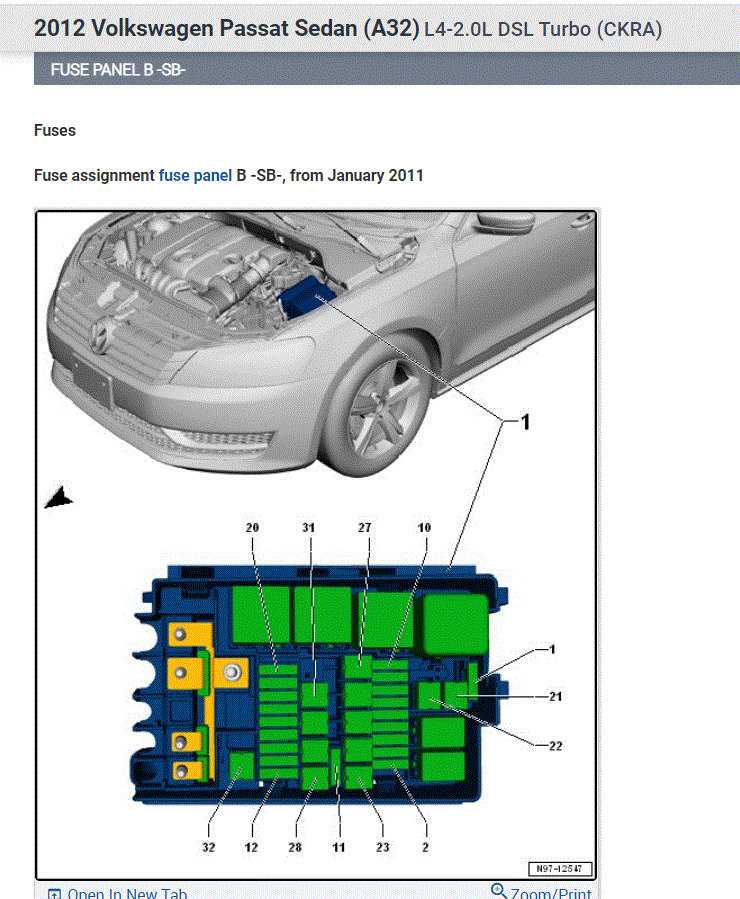 vw passat 2016 fuse box diagram