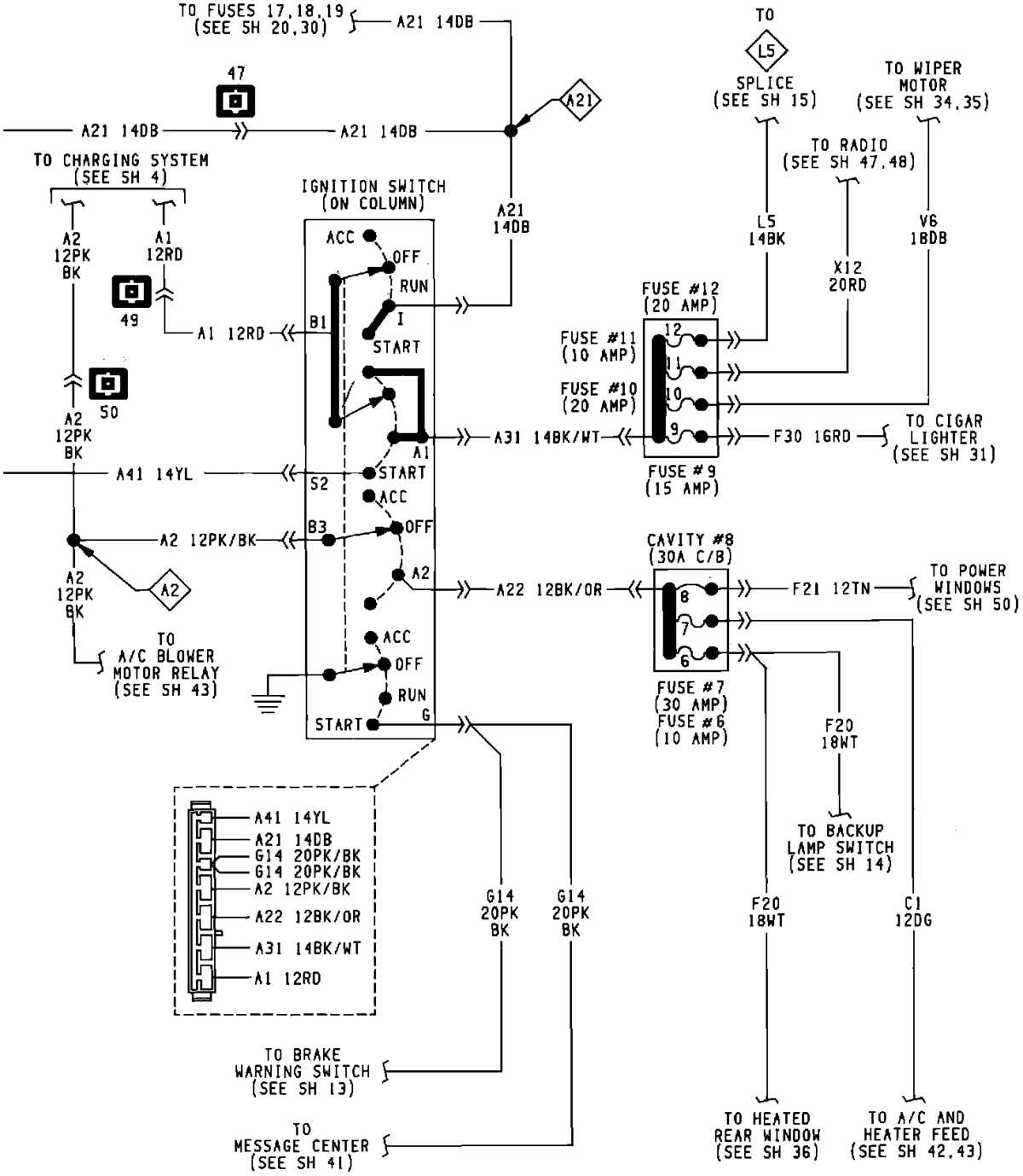 1994 dodge b250 fuse diagram