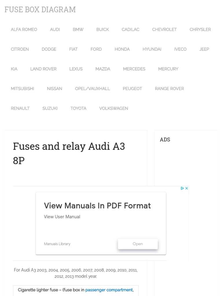 2013 audi a3 fuse box diagram