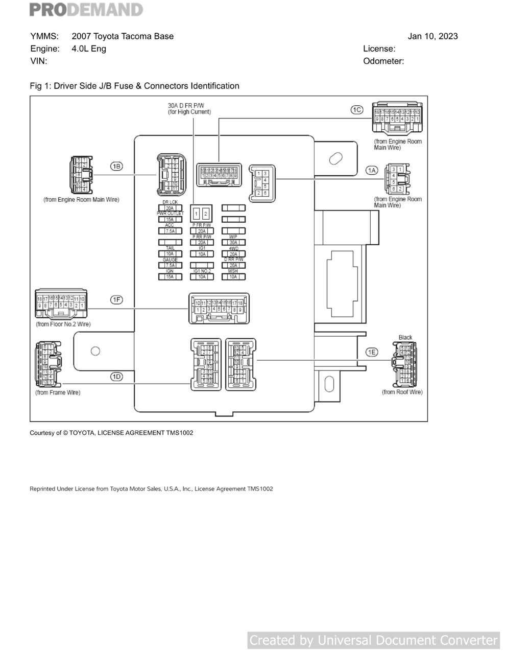 2006 toyota tacoma fuse box diagram